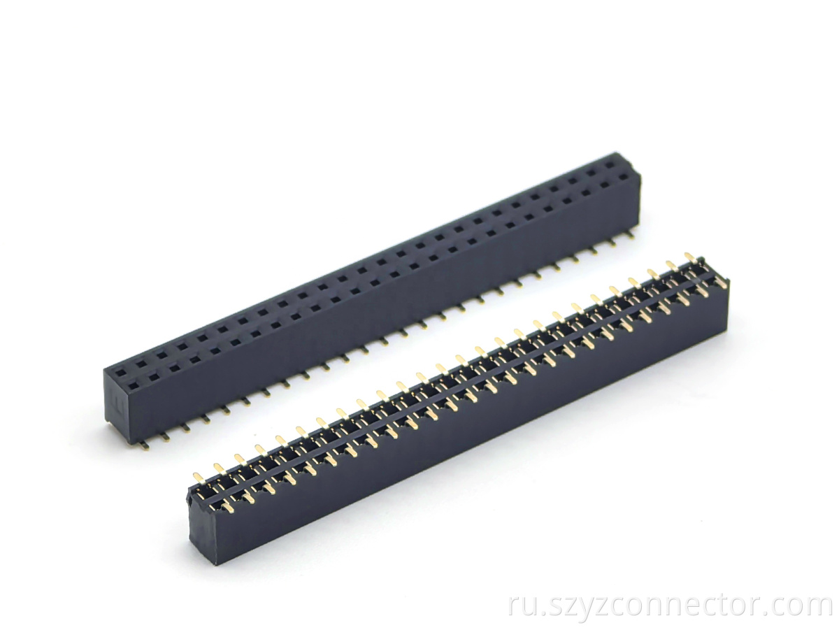 Разъем заголовка с внутренней резьбой 2,54 мм, двухрядный SMT H: 8,5 мм U-тип 2 * 26P 2.54mm Pitch Female Header Connector Dual Row SMT H:8.5mm U-Type 2*26P